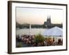 People at Trendy Rheinterrassen Bar and Restaurant Beside the River Rhine, Cologne, Germany-Yadid Levy-Framed Photographic Print