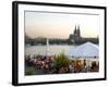 People at Trendy Rheinterrassen Bar and Restaurant Beside the River Rhine, Cologne, Germany-Yadid Levy-Framed Photographic Print