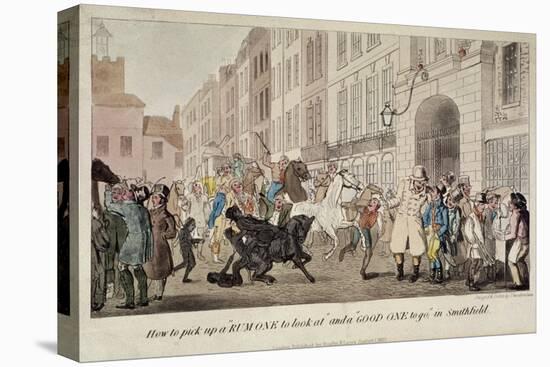 People Bargaining for Mounts at West Smithfield, London, 1825-Theodore Lane-Stretched Canvas