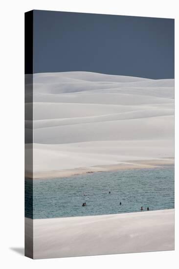 People Bathe in One of Brazil's Lencois Maranhenses Lagoons Surrounded by Sand Dunes-Alex Saberi-Stretched Canvas