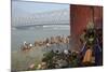 People Bathing in the Hooghly River from a Ghat Near the Howrah Bridge-Bruno Morandi-Mounted Photographic Print