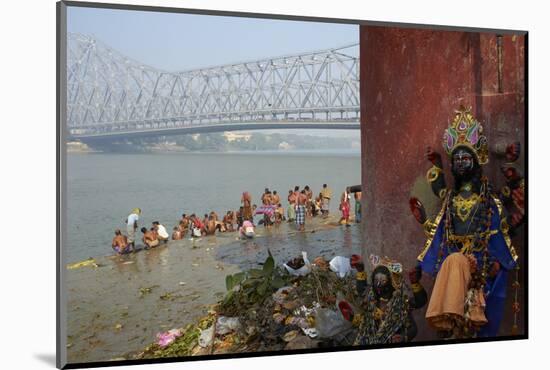 People Bathing in the Hooghly River from a Ghat Near the Howrah Bridge-Bruno Morandi-Mounted Photographic Print