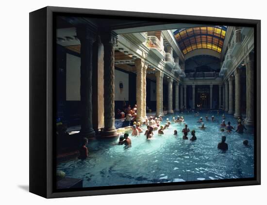 People Bathing in the Hotel Gellert Baths, Budapest, Hungary, Europe-Woolfitt Adam-Framed Stretched Canvas