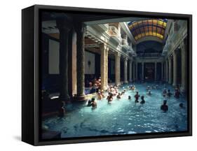 People Bathing in the Hotel Gellert Baths, Budapest, Hungary, Europe-Woolfitt Adam-Framed Stretched Canvas