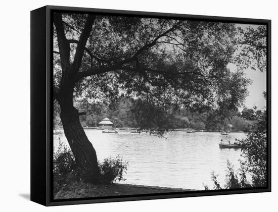 People Boat Riding in Prospect Park-Ed Clark-Framed Stretched Canvas