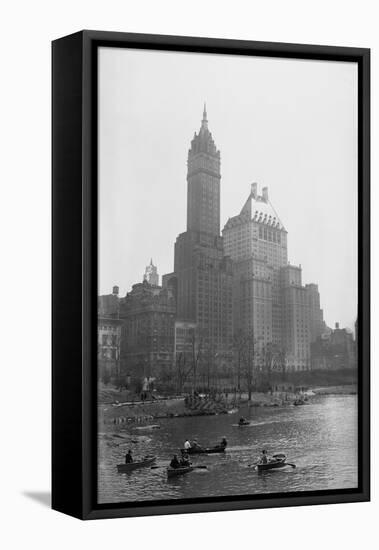 People Boating in Central Park-null-Framed Stretched Canvas