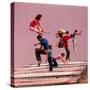 People Bouncing on Trampolines at Trampoline Center-J^ R^ Eyerman-Stretched Canvas