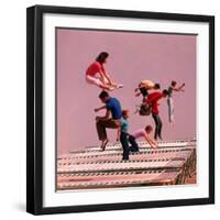 People Bouncing on Trampolines at Trampoline Center-J^ R^ Eyerman-Framed Photographic Print