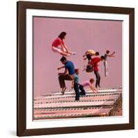 People Bouncing on Trampolines at Trampoline Center-J^ R^ Eyerman-Framed Photographic Print