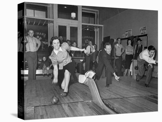 People Bowling at New Duckpin Alleys-Bernard Hoffman-Stretched Canvas