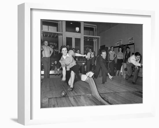 People Bowling at New Duckpin Alleys-Bernard Hoffman-Framed Photographic Print