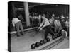 People Bowling at the Mcculloch Motors Recreation Building-J^ R^ Eyerman-Stretched Canvas