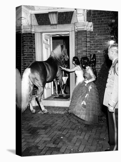 People Bringing in Horse at Dwight D. Eisenhower's Inauguration Party-Cornell Capa-Stretched Canvas