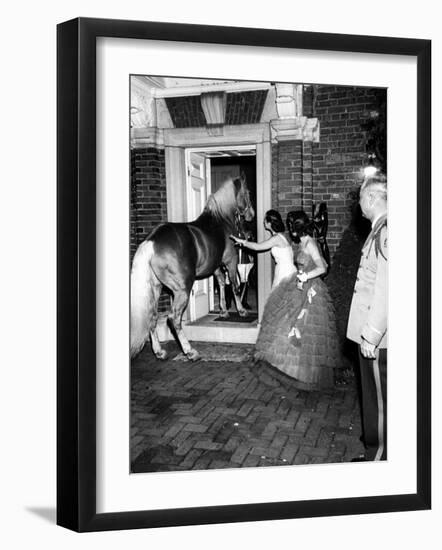 People Bringing in Horse at Dwight D. Eisenhower's Inauguration Party-Cornell Capa-Framed Premium Photographic Print