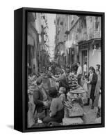 People Buying Bread in the Streets of Naples-Alfred Eisenstaedt-Framed Stretched Canvas