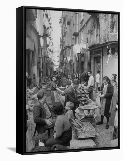 People Buying Bread in the Streets of Naples-Alfred Eisenstaedt-Framed Stretched Canvas