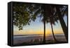 People by Palm Trees at Sunset on Playa Hermosa Beach, Santa Teresa, Costa Rica-Rob Francis-Framed Stretched Canvas