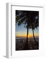 People by Palm Trees at Sunset on Playa Hermosa Beach, Santa Teresa, Costa Rica-Rob Francis-Framed Photographic Print