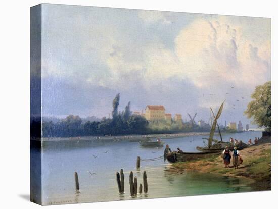 People by the Boats in Holland, C1835-1882-Hermanus Koekkoek-Stretched Canvas