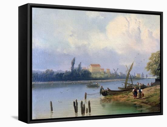 People by the Boats in Holland, C1835-1882-Hermanus Koekkoek-Framed Stretched Canvas