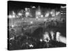 People Celebrating the Independence of Ireland on O'Connell Bridge before Midnight on Easter Sunday-Larry Burrows-Stretched Canvas