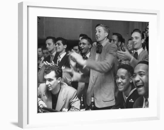 People Cheering Singer Ella Fitzgerald During Opening Night of Bop City-Martha Holmes-Framed Photographic Print