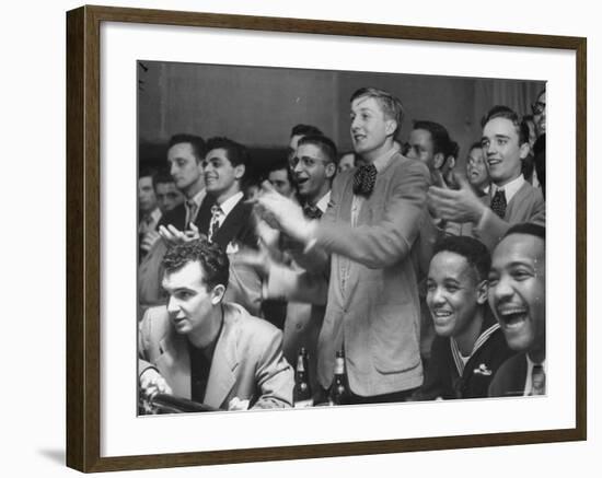 People Cheering Singer Ella Fitzgerald During Opening Night of Bop City-Martha Holmes-Framed Photographic Print