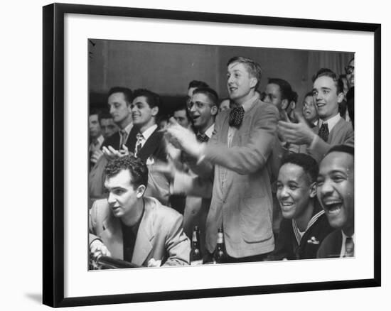 People Cheering Singer Ella Fitzgerald During Opening Night of Bop City-Martha Holmes-Framed Photographic Print