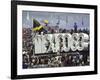 People Climbing and Sitting on a Mexico '68 Sign at the Summer Olympics-John Dominis-Framed Photographic Print