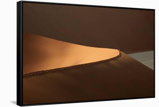 People climbing sand dunes beside Deadvlei, near Sossusvlei, Namib-NaukluftNP, Namibia, Africa-David Wall-Framed Stretched Canvas