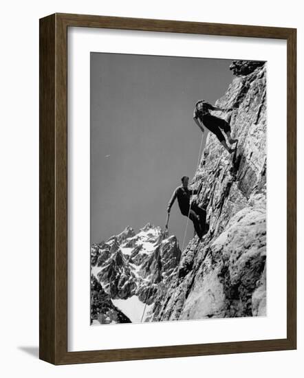 People Climbing the Teton Mountains-Hansel Mieth-Framed Photographic Print