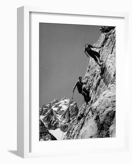 People Climbing the Teton Mountains-Hansel Mieth-Framed Photographic Print