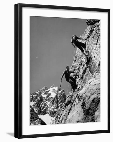 People Climbing the Teton Mountains-Hansel Mieth-Framed Photographic Print