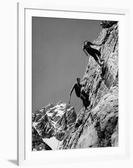 People Climbing the Teton Mountains-Hansel Mieth-Framed Photographic Print