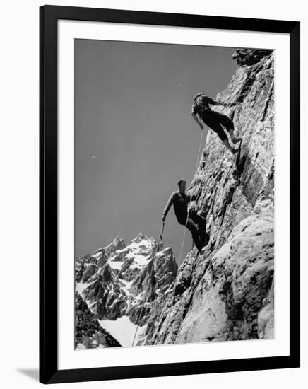 People Climbing the Teton Mountains-Hansel Mieth-Framed Photographic Print