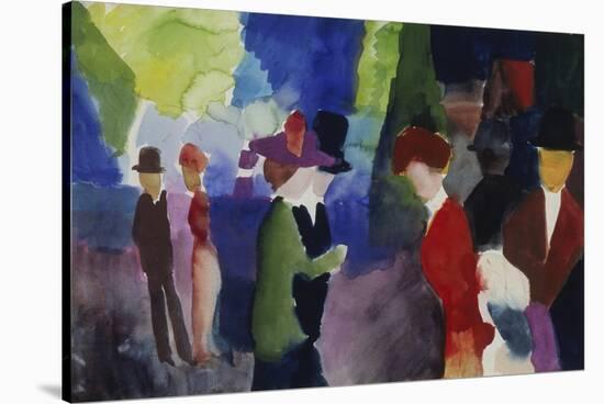 People, Coming across Each Other, 1913-Auguste Macke-Stretched Canvas