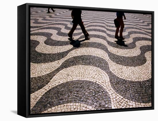 People Crossing Praca Dom Pedro IV (Rossio), Lisbon, Portugal-Martin Lladó-Framed Stretched Canvas