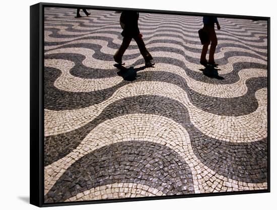 People Crossing Praca Dom Pedro IV (Rossio), Lisbon, Portugal-Martin Lladó-Framed Stretched Canvas