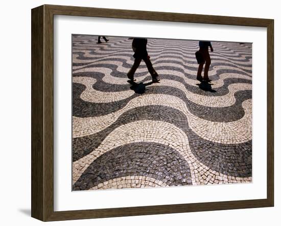 People Crossing Praca Dom Pedro IV (Rossio), Lisbon, Portugal-Martin Lladó-Framed Premium Photographic Print