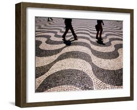 People Crossing Praca Dom Pedro IV (Rossio), Lisbon, Portugal-Martin Lladó-Framed Premium Photographic Print