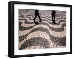 People Crossing Praca Dom Pedro IV (Rossio), Lisbon, Portugal-Martin Lladó-Framed Premium Photographic Print