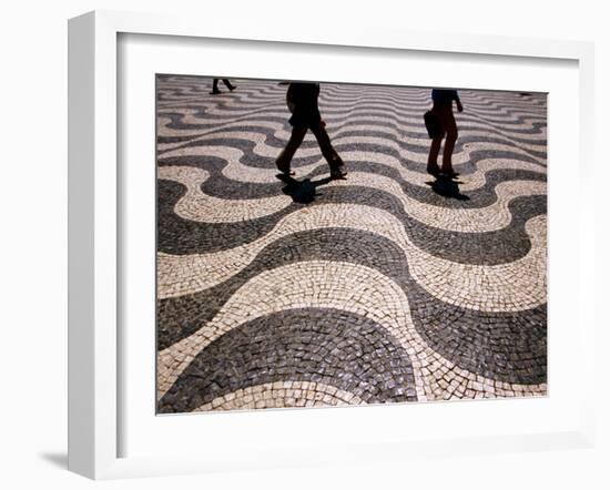 People Crossing Praca Dom Pedro IV (Rossio), Lisbon, Portugal-Martin Lladó-Framed Premium Photographic Print