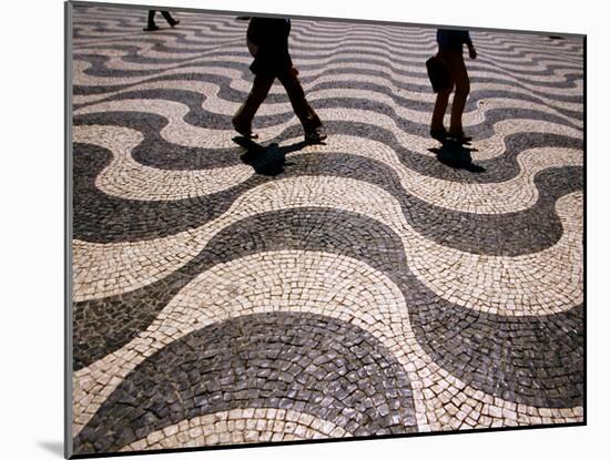 People Crossing Praca Dom Pedro IV (Rossio), Lisbon, Portugal-Martin Lladó-Mounted Premium Photographic Print