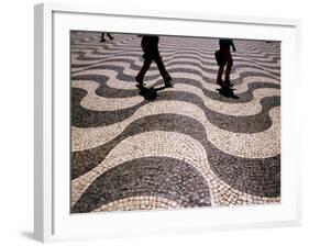 People Crossing Praca Dom Pedro IV (Rossio), Lisbon, Portugal-Martin Lladó-Framed Photographic Print