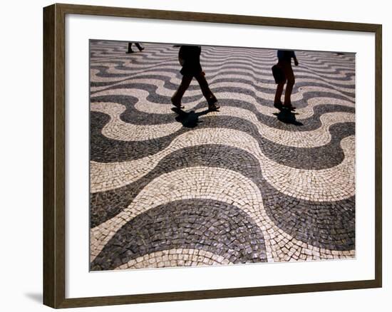 People Crossing Praca Dom Pedro IV (Rossio), Lisbon, Portugal-Martin Lladó-Framed Photographic Print