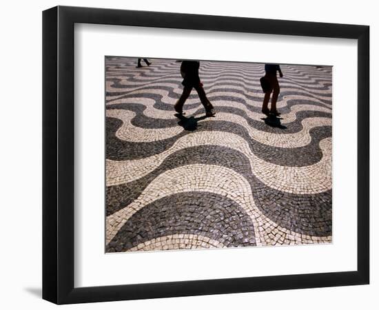 People Crossing Praca Dom Pedro IV (Rossio), Lisbon, Portugal-Martin Lladó-Framed Premium Photographic Print