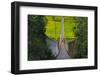 People crossing suspension bridge over Trishuli River, Tupche, Nuwakot District, Province 3, Nepal-Keren Su-Framed Photographic Print