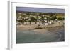 People Crossing the Tidal Causeway from St. Michaels Mount to Marazion as the Tide Comes In-Simon Montgomery-Framed Photographic Print