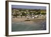 People Crossing the Tidal Causeway from St. Michaels Mount to Marazion as the Tide Comes In-Simon Montgomery-Framed Photographic Print