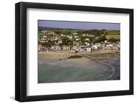 People Crossing the Tidal Causeway from St. Michaels Mount to Marazion as the Tide Comes In-Simon Montgomery-Framed Photographic Print